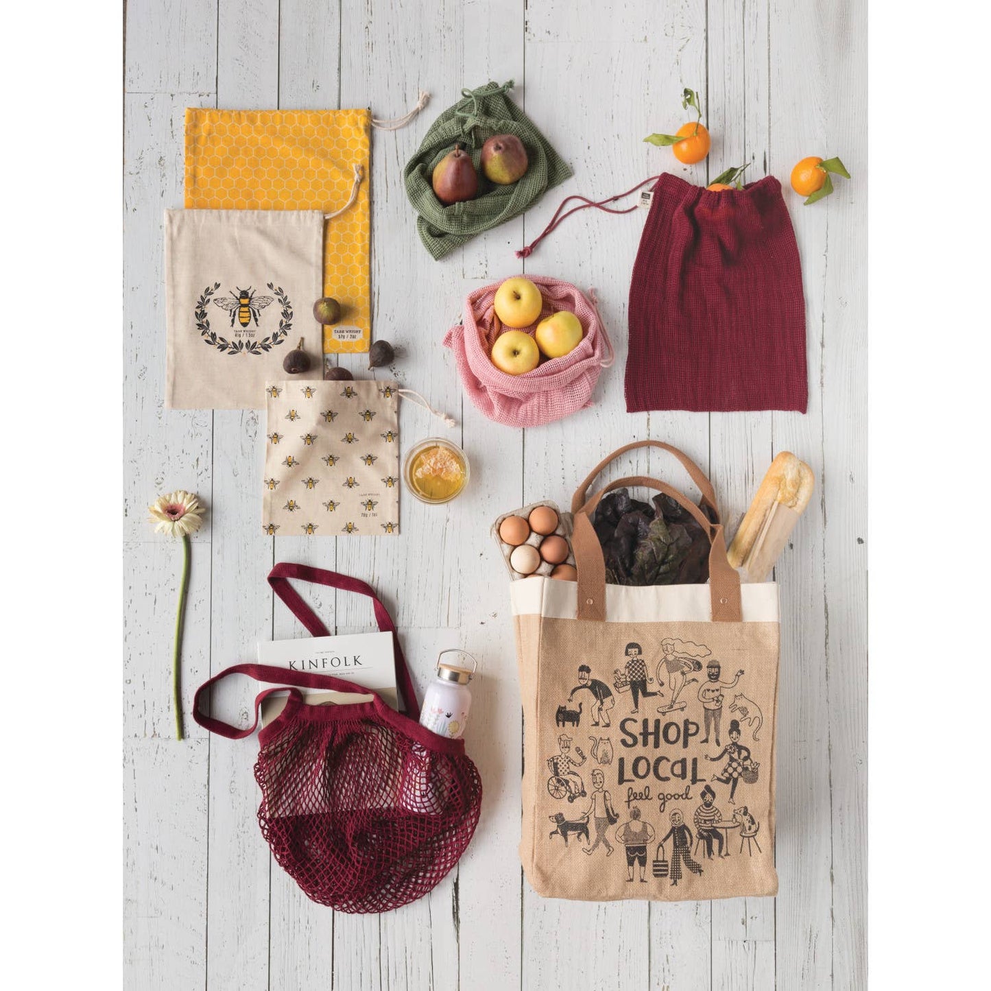 Le Marche Coral Cotton Mesh Produce Bags Set