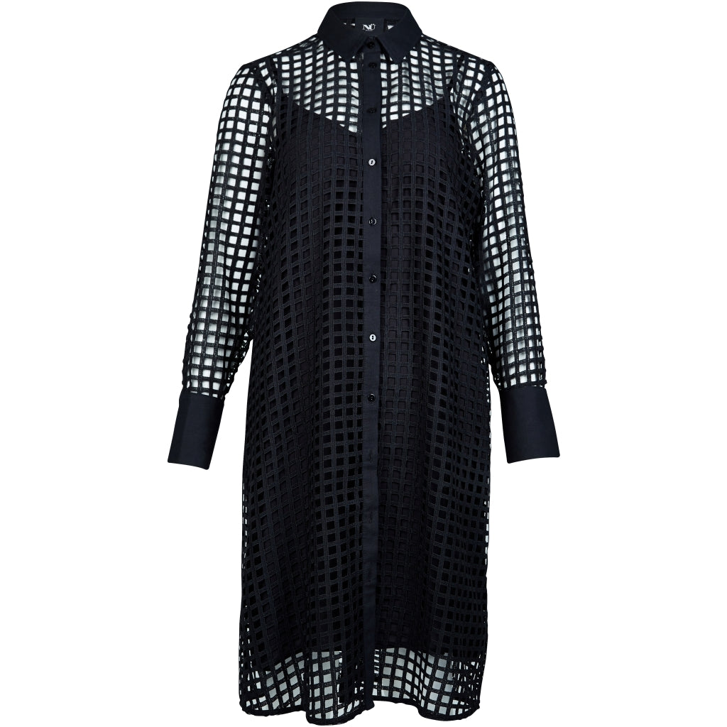 Yara Grid Lace Button Down Dress