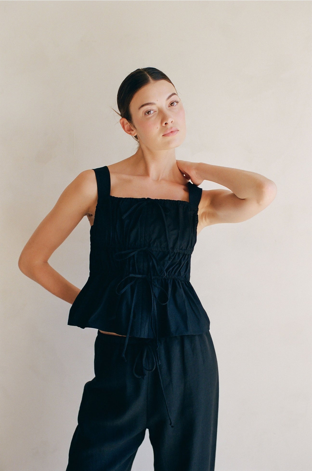 Lucille Tiered Tie Front Ruffle Hem Top