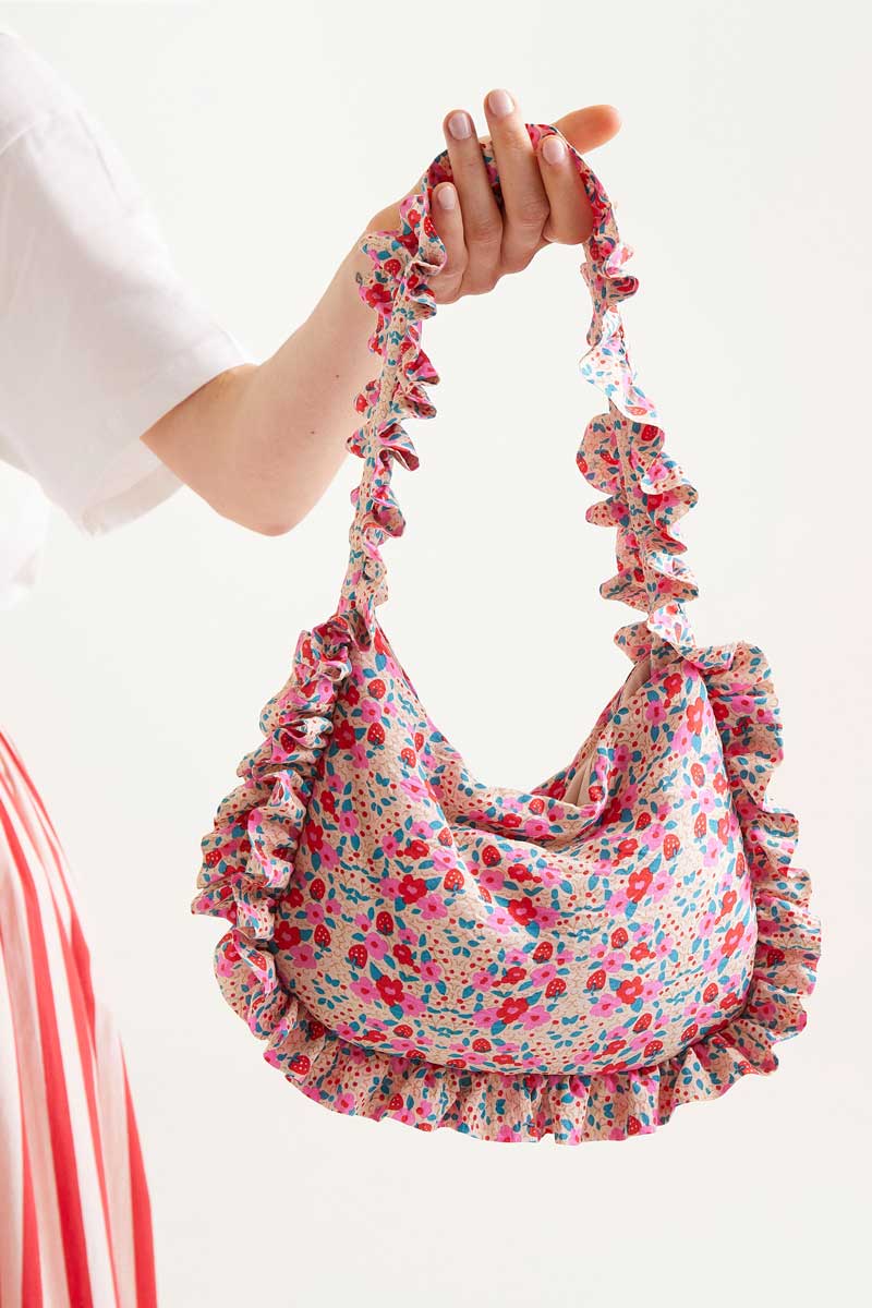 Bijou Quilted Ruffle Handbag