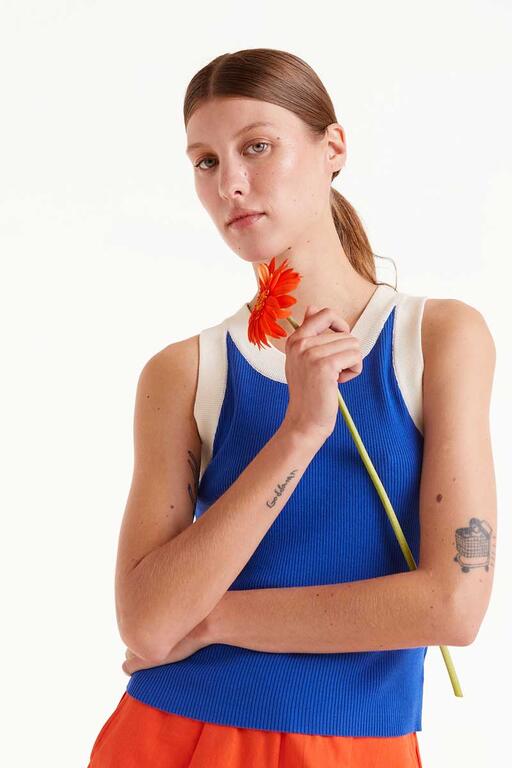 Noa Ribbed Contrast Tanks