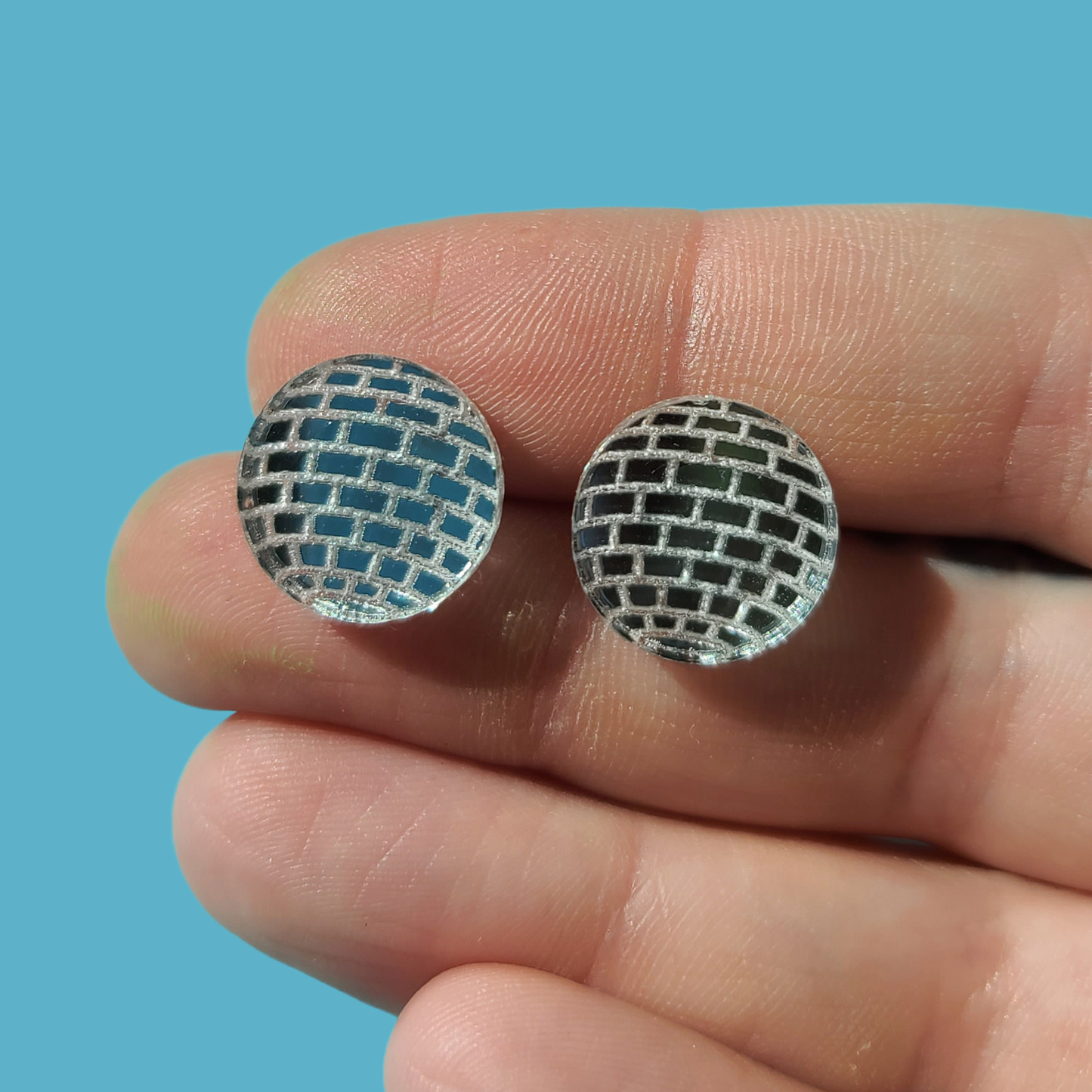 Disco Ball Mirror Studs - Earrings