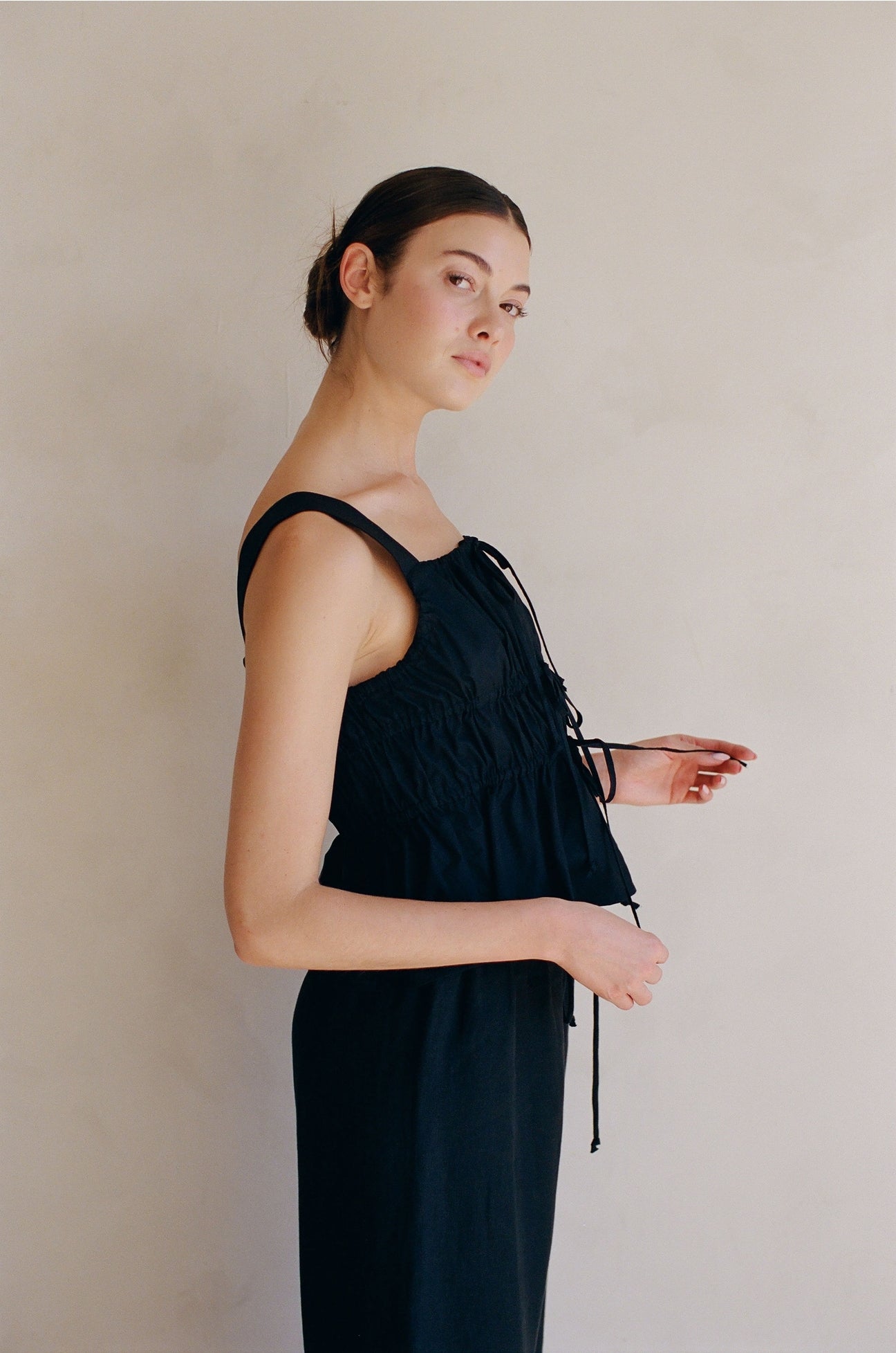 Lucille Tiered Tie Front Ruffle Hem Top