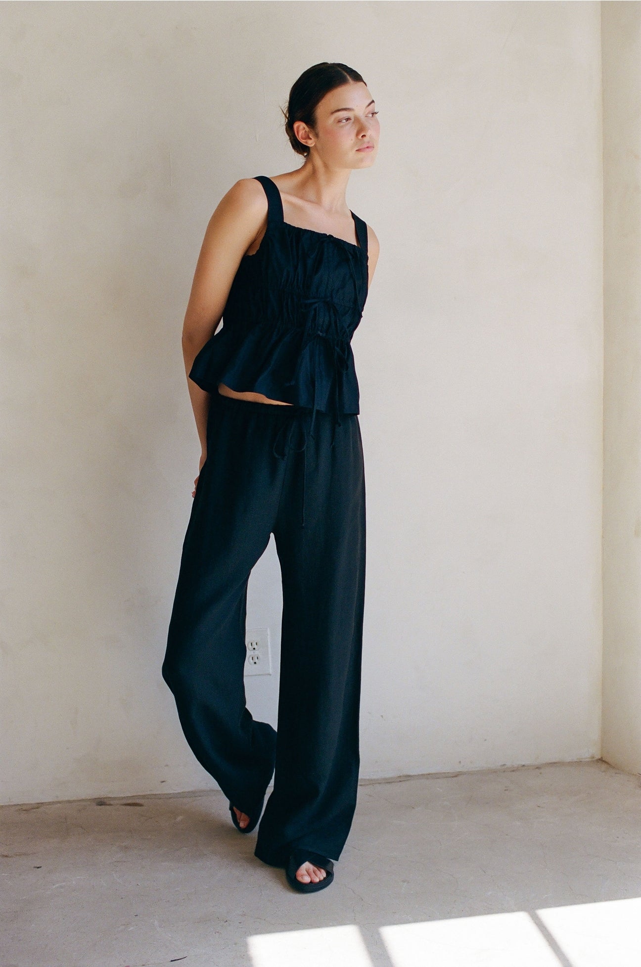 Lucille Tiered Tie Front Ruffle Hem Top