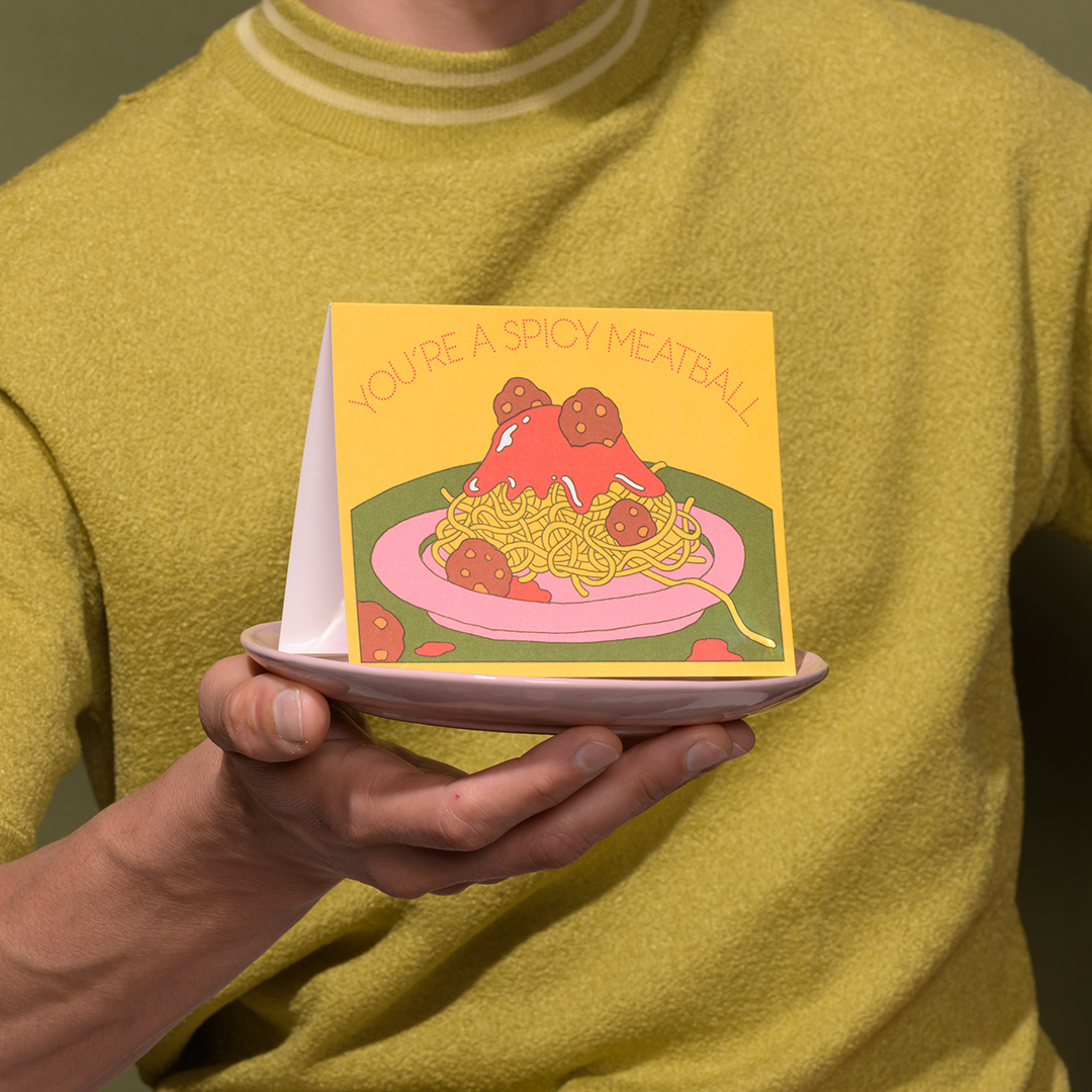Spicy Meatball Greeting Card
