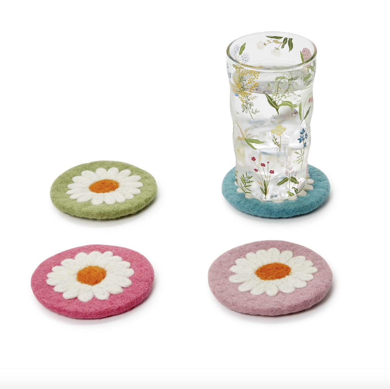 Daisy Wool Coasters Set