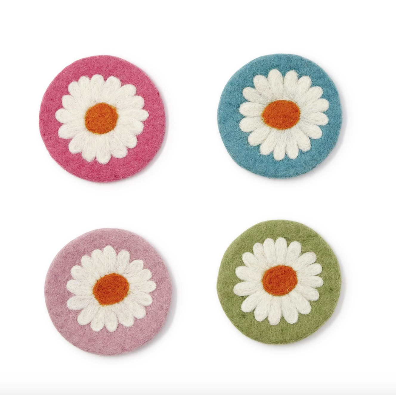 Daisy Wool Coasters Set