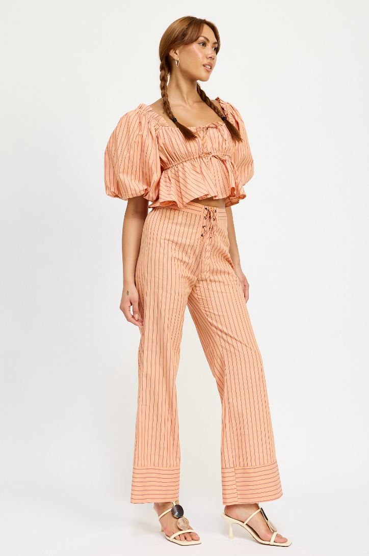 Julia Striped Lace Up Pants