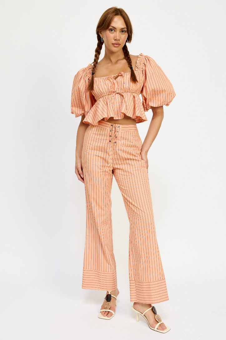 Julia Striped Lace Up Pants