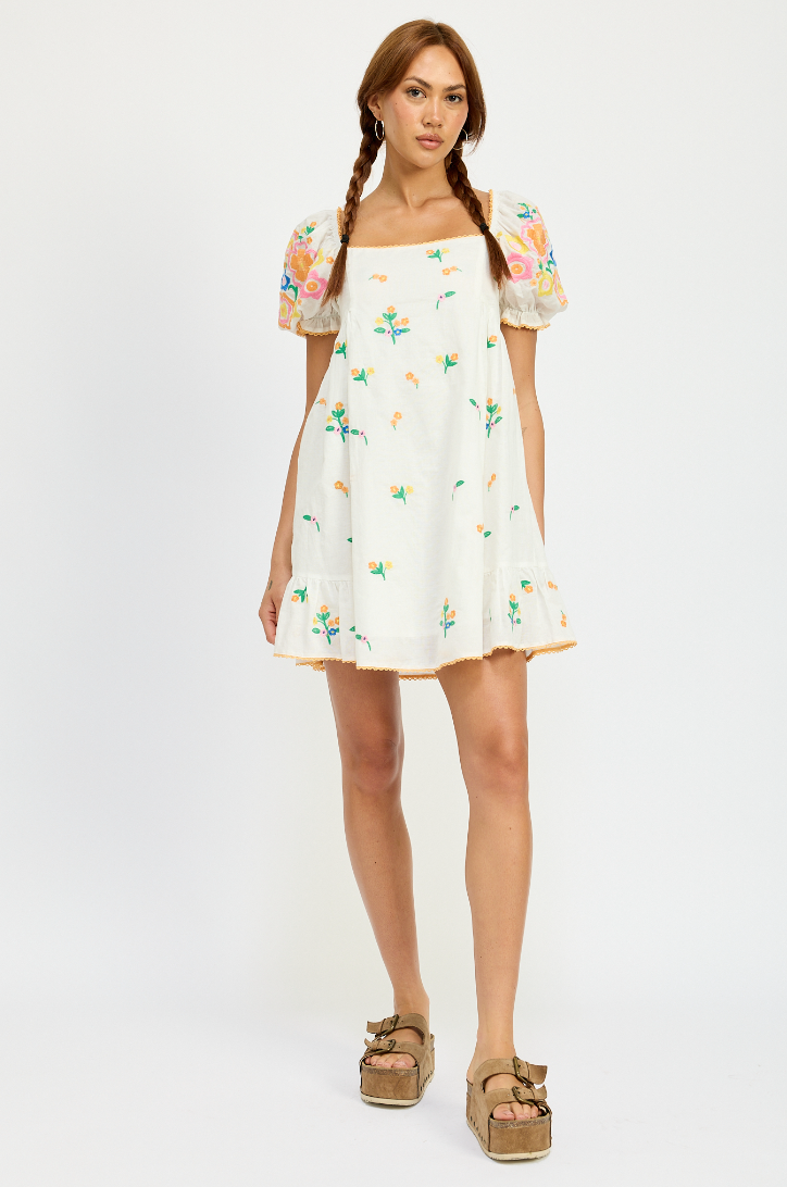 Lilian Embroidered Mini Dress