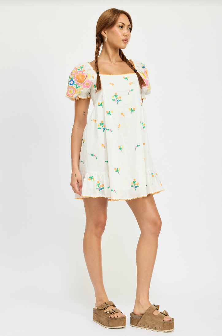 Lilian Embroidered Mini Dress