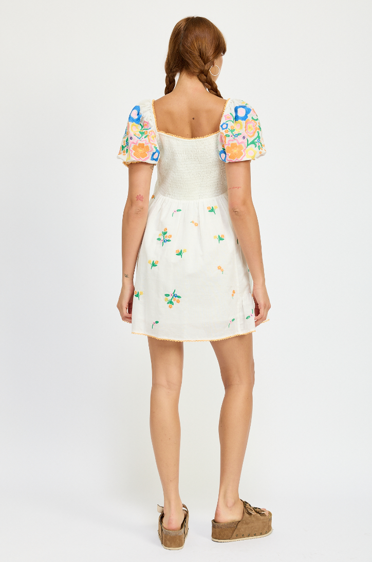 Lilian Embroidered Mini Dress