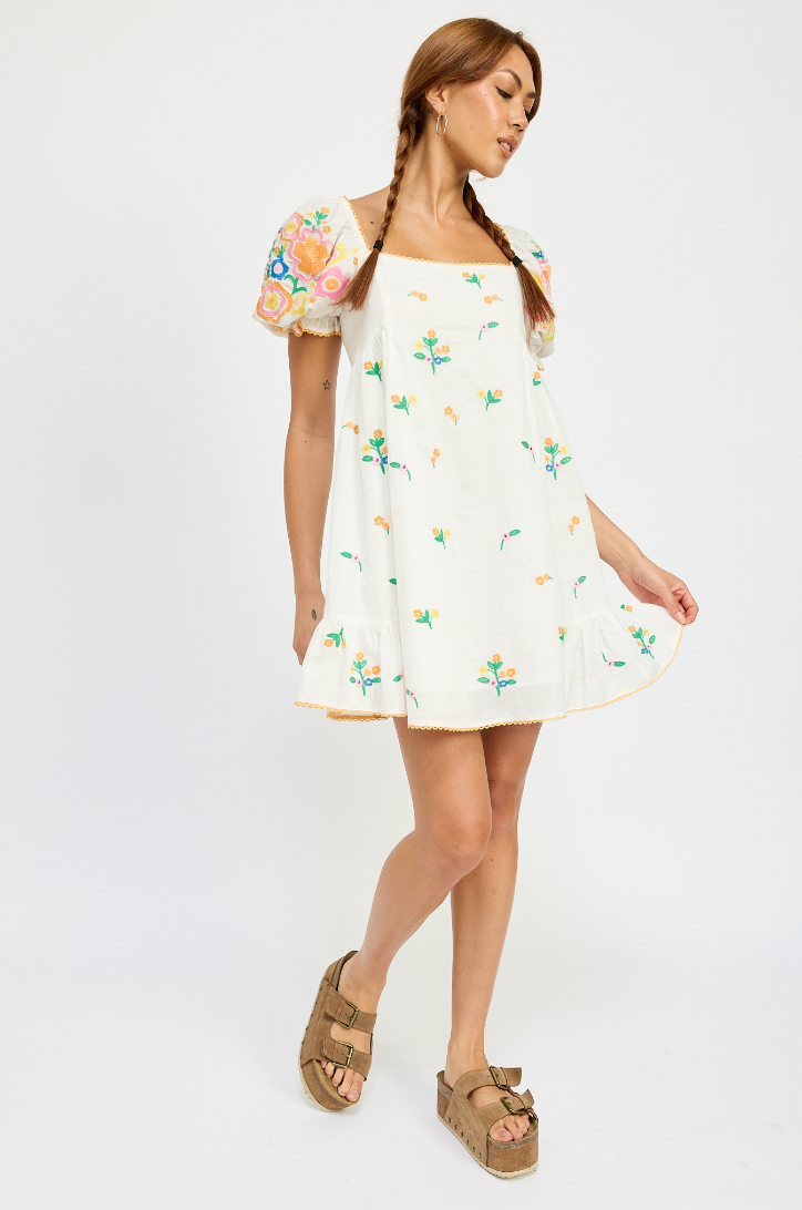 Lilian Embroidered Mini Dress