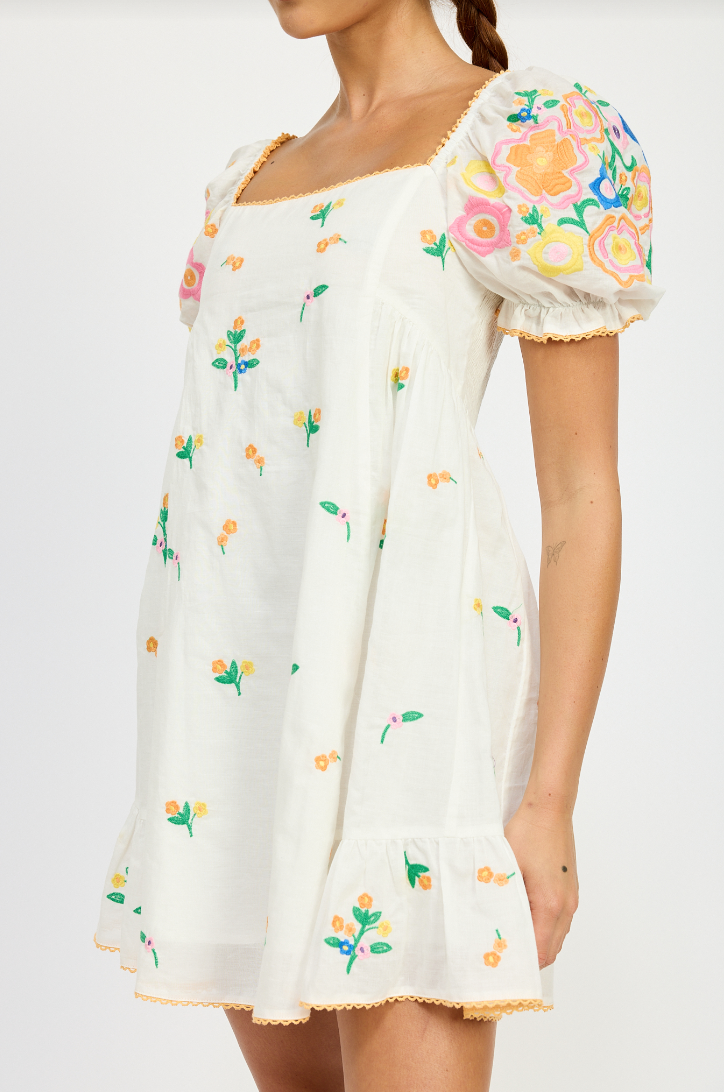 Lilian Embroidered Mini Dress