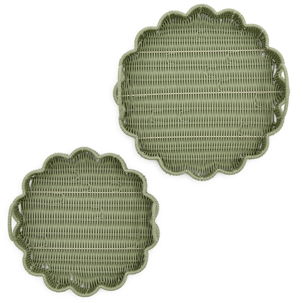 Scallop Edge Wicker Tray