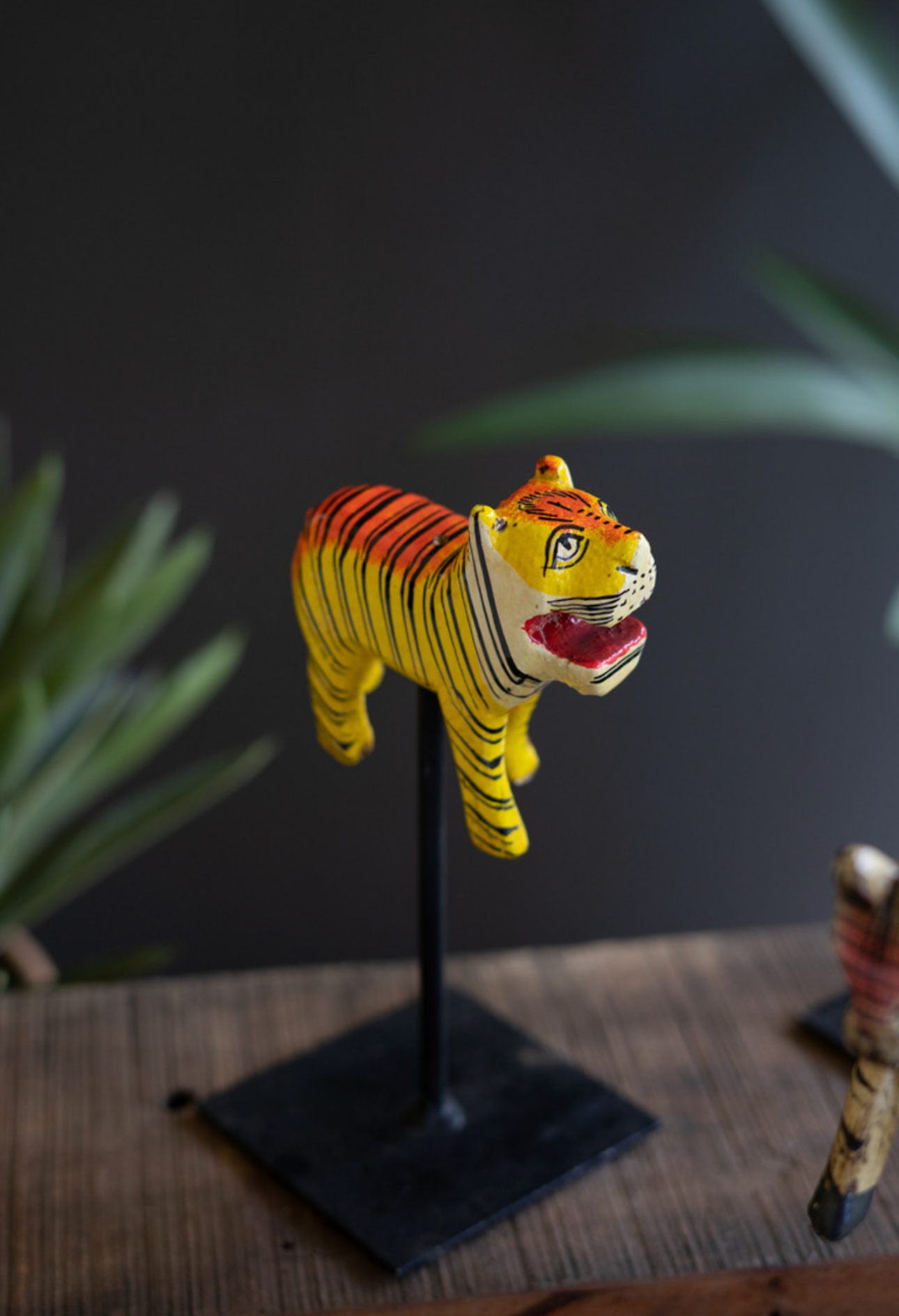 Painted Wooden Animals on Metal Stands