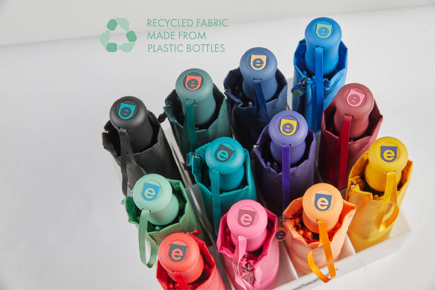 Auto Open/Close Travel Umbrella- Solid Recycled Fabric