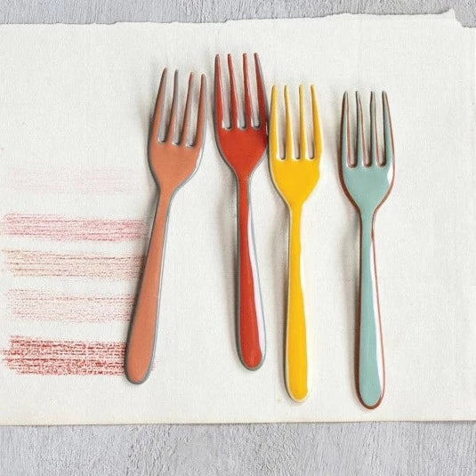 Astrid Enameled Stainless Steel Appetizer Forks