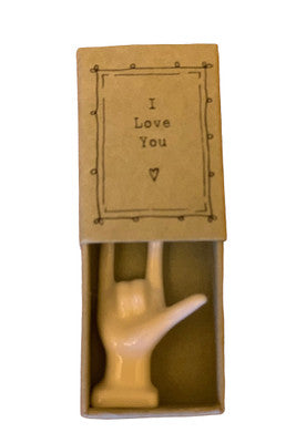 Mini Porcelain I Love You Sign Figure in Matchbox