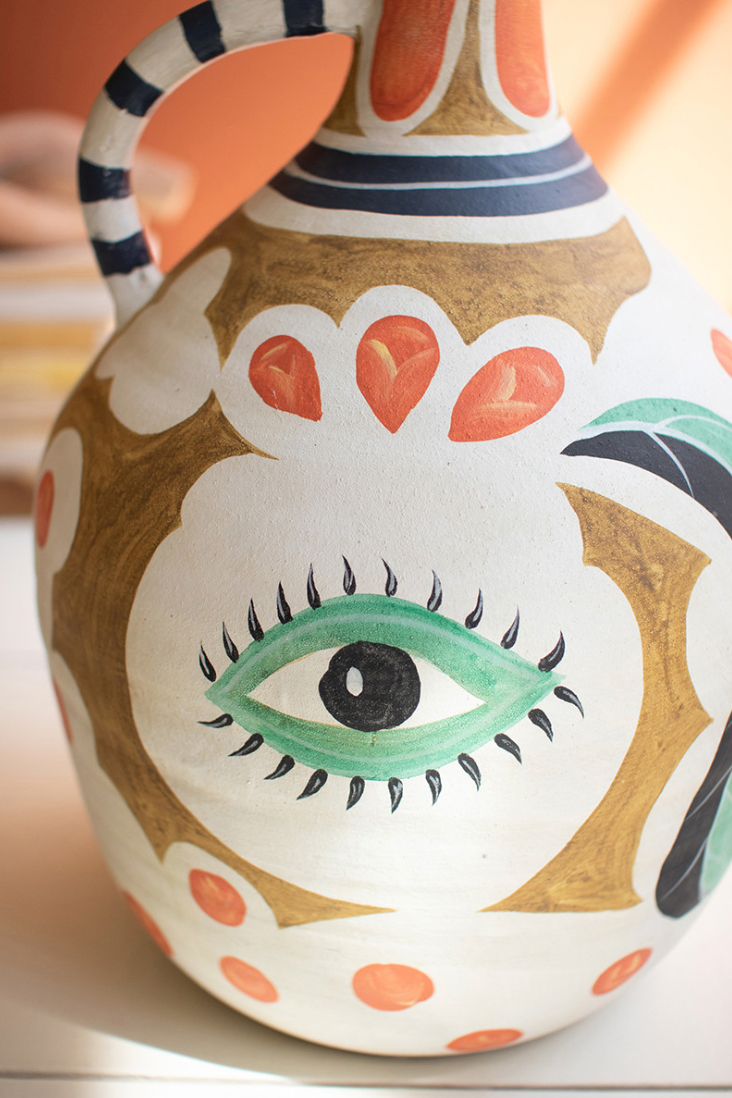 Ceramic Pitcher Vase with Eye