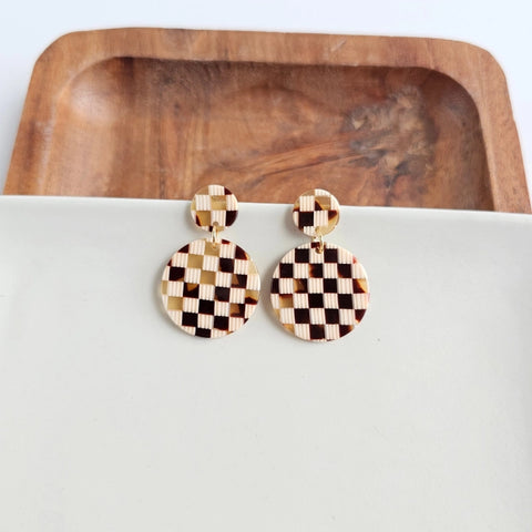 Addy Checker Dot Dangle Earring