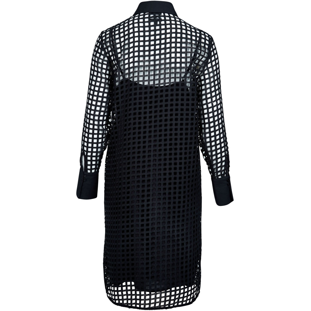 Yara Grid Lace Button Down Dress