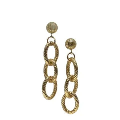 Textured Oval Chain On Post Earring