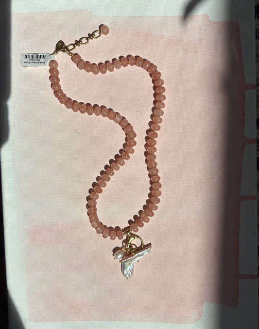 Pink & Pearl Clasp Necklace