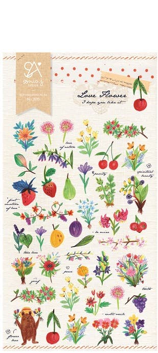 Love Flower Korean Paper Sticker