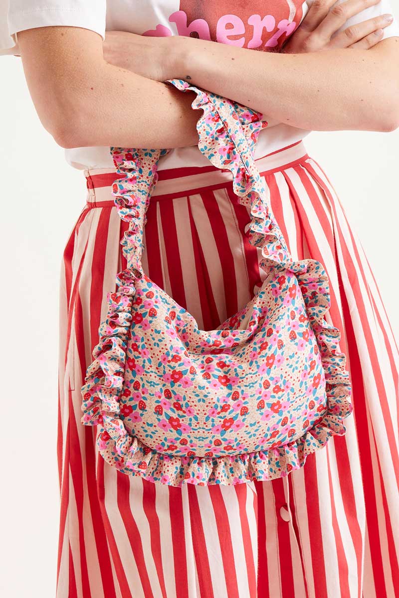 Bijou Quilted Ruffle Handbag