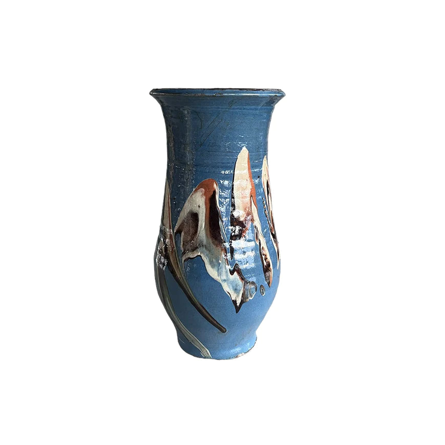 Handmade Mediterranean Marbleized Cottage Crafted Vase
