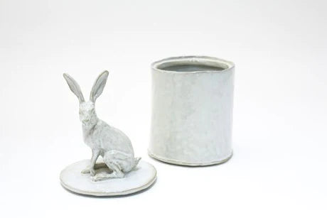 Handmade Ceramic Sitting Rabbit Lidded Vessel