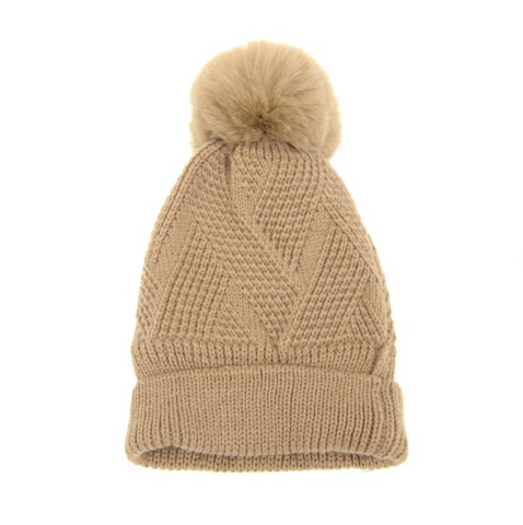Lattice Pompom Hat