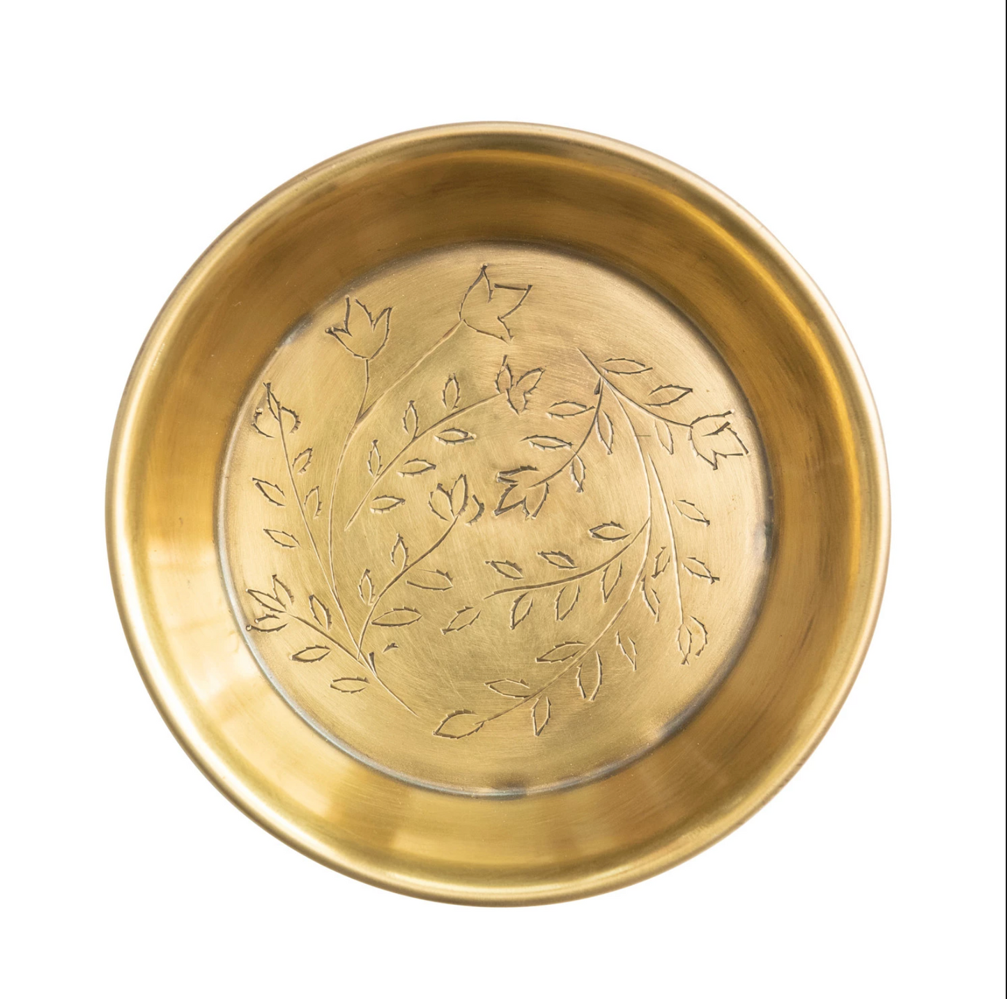 Metal Dish with Etched Floral Design