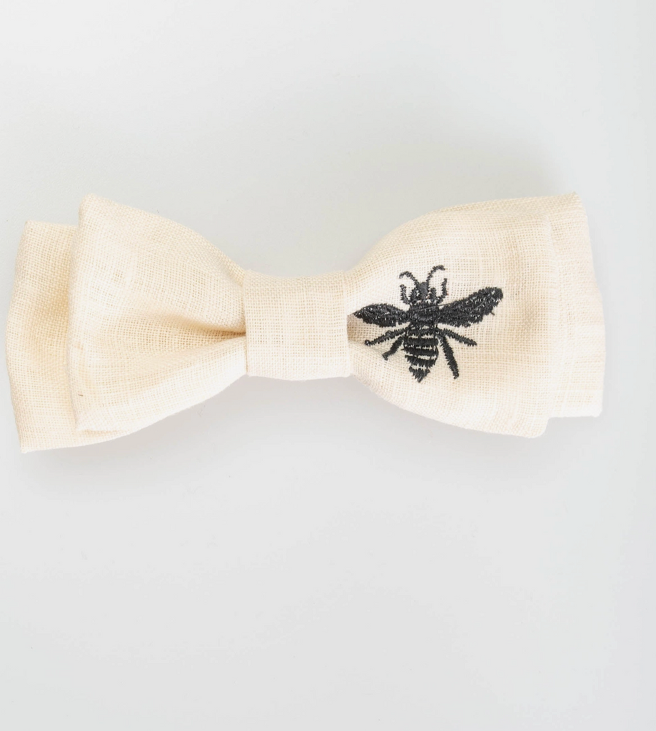 Celeste Bee Embroidered Bow Barrette