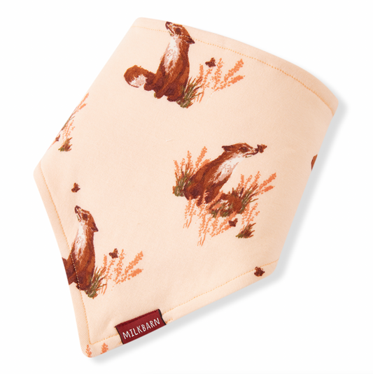 Organic Cotton Three-Layer Kerchief Bib - Floral Fox