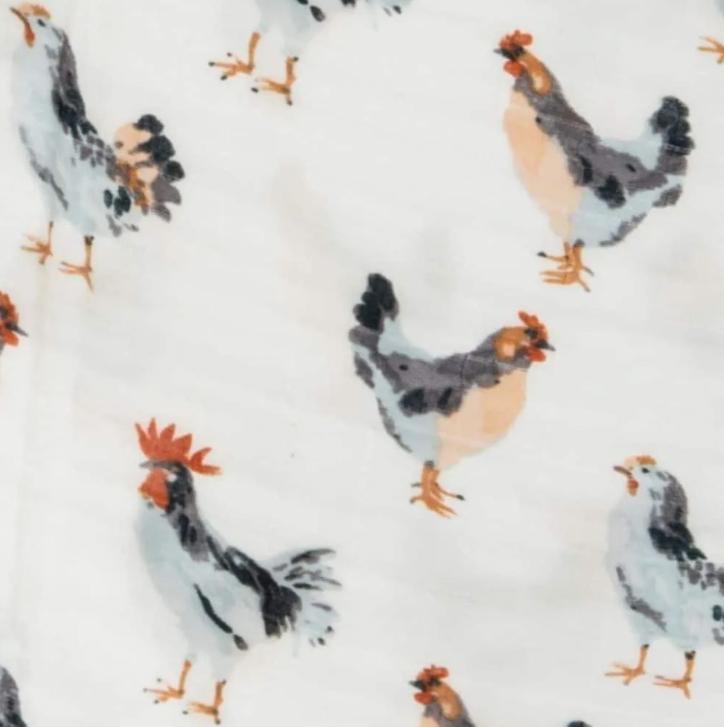 Organic Cotton Muslin Swaddle Blanket - Chickens