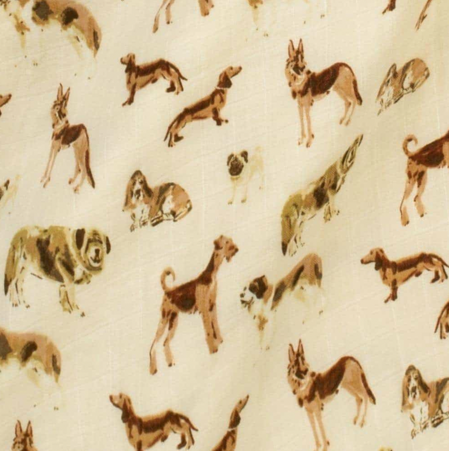 Organic Cotton Muslin Swaddle Blanket - Natural Dog