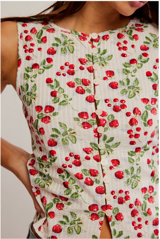Antique Ivory Printed Tilly Vest
