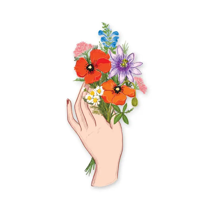 Hand Holding Flowers Sticker