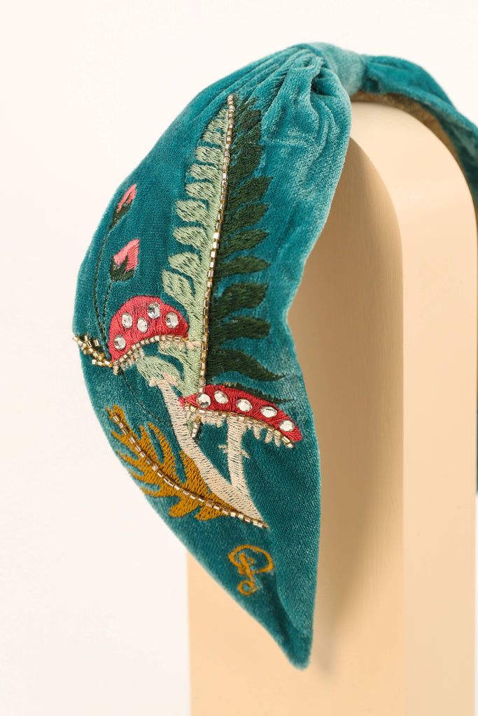 Embroidered Toadstool Mushroom Headband