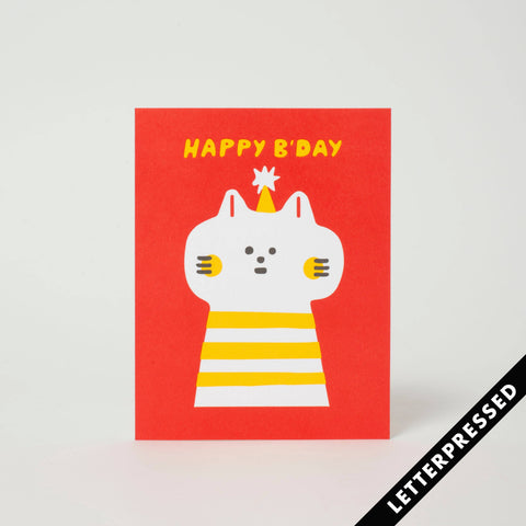 Birthday Kitty Letterpress Card