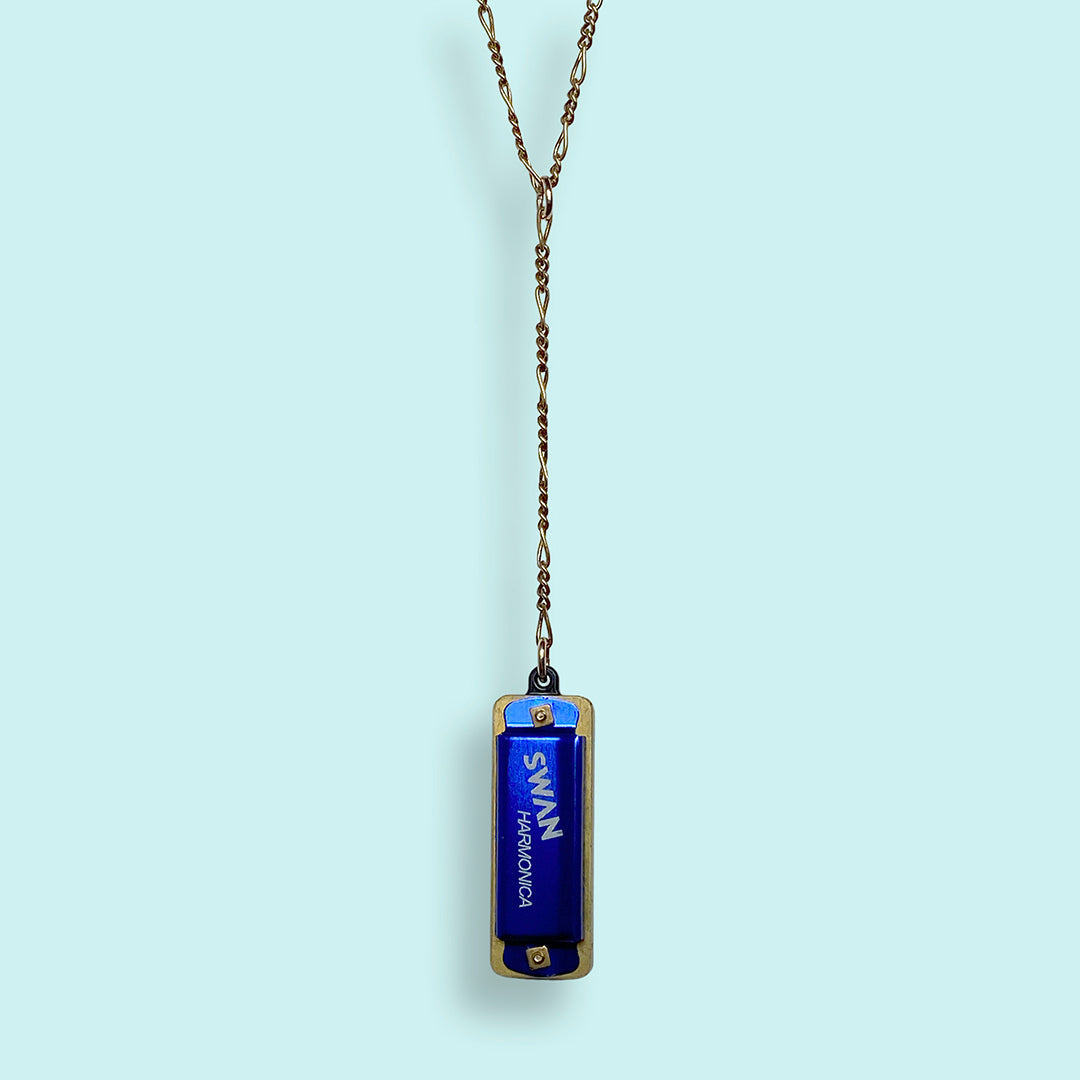 Blue Harmonica Necklace
