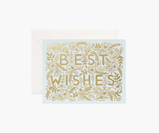 Golden Florals Best Wishes Card