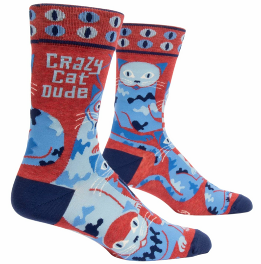 Crazy Cat Dude Men's Crew Socks