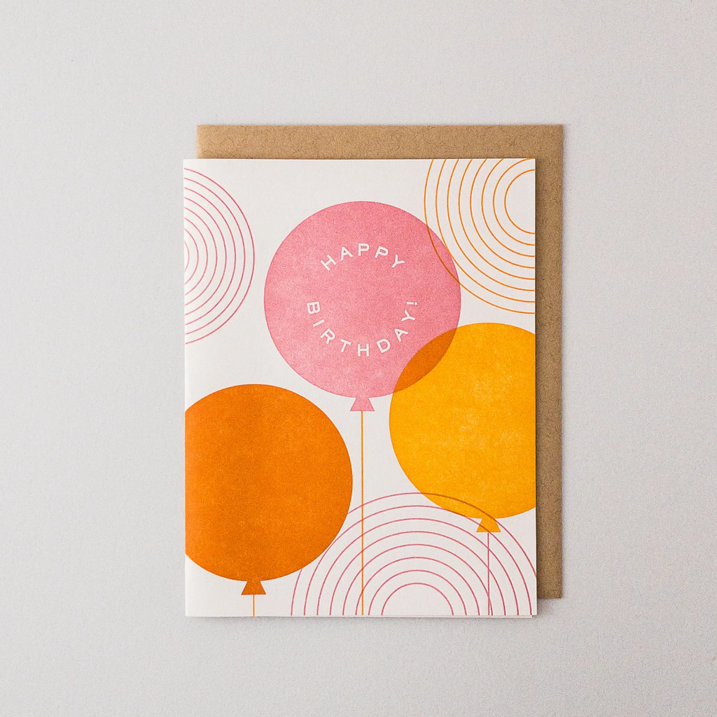 Happy Birthday Balloon Letterpress Card