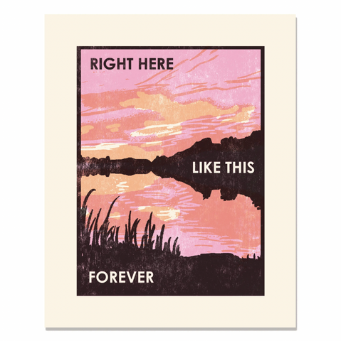 Sunset Woodblock Art Print 8x10