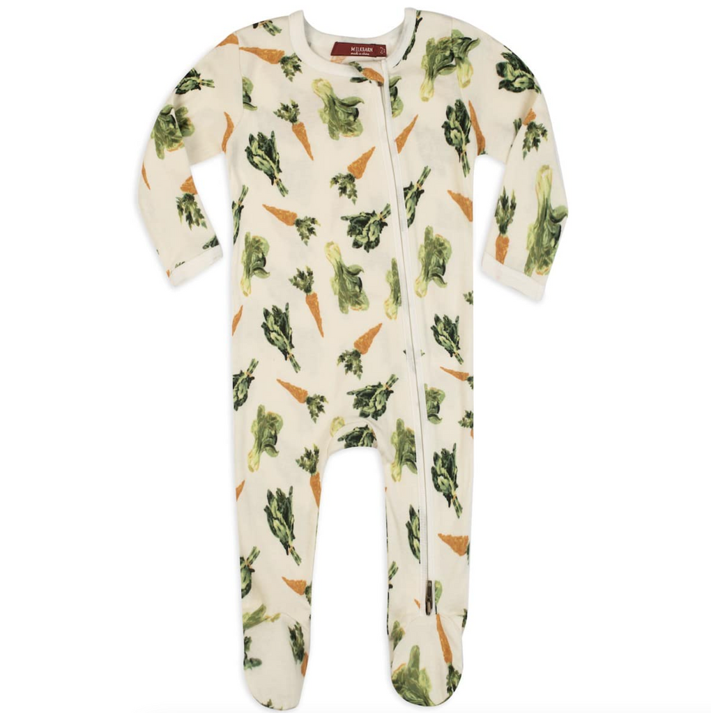Organic Cotton Zipper Footed Romper - Fresh Veggies