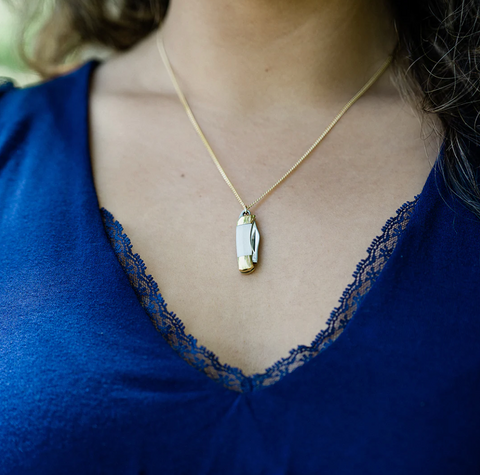 Tiny Pearl Knife Necklace