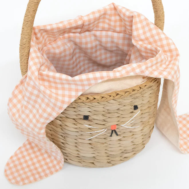 Woven Bunny Basket with Gingham Ears